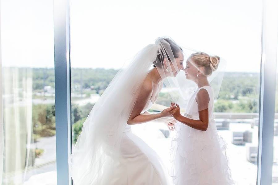 The bride and the flower girl