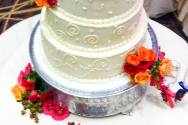 Five tier wedding cake