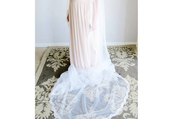 Spanish mantilla- cathedral length veil with blusher- French Alencon Lace
