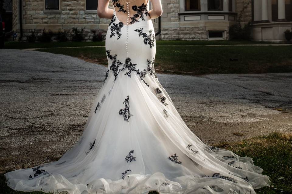 Black lace wedding dress