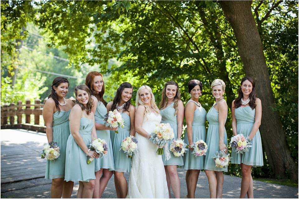 The bride with her bridesmaids