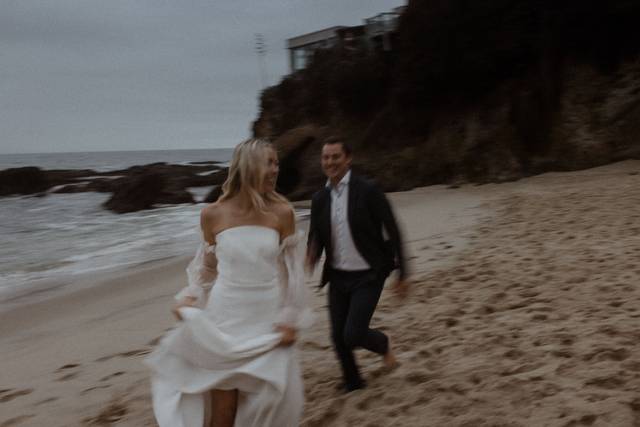 Newlyweds on the beach
