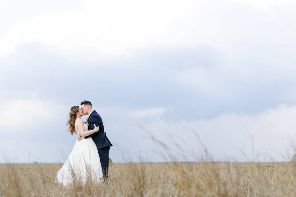 Beautiful skies and bride