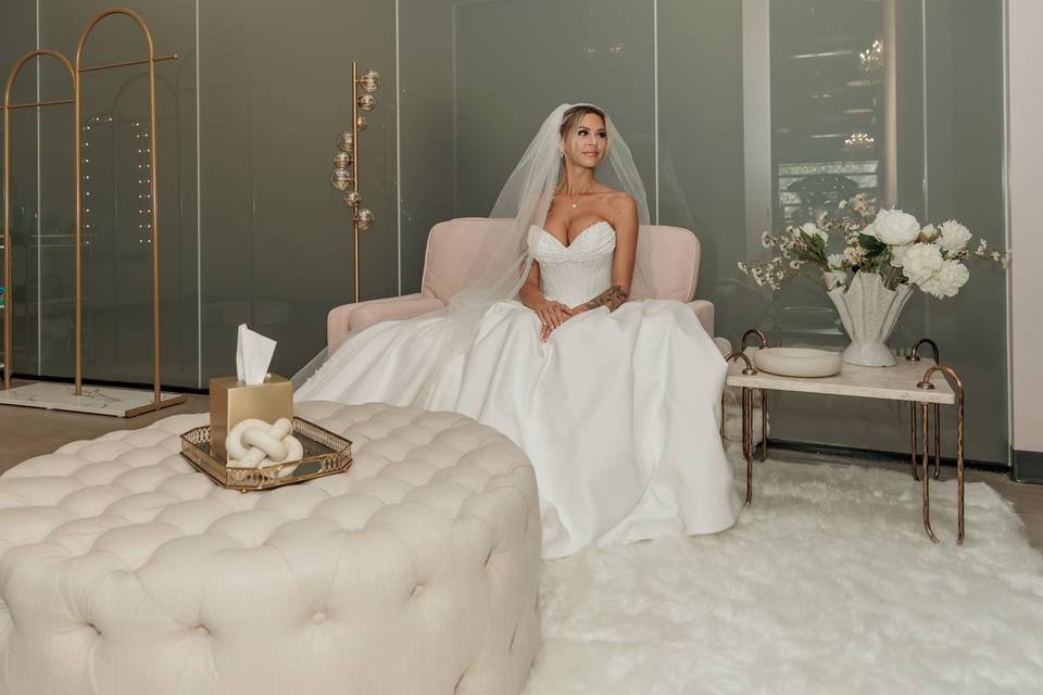 Bride in glam room