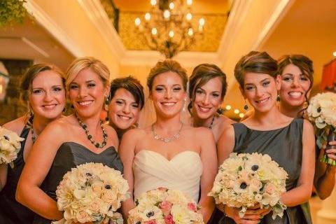 The bride with her bridesmaids