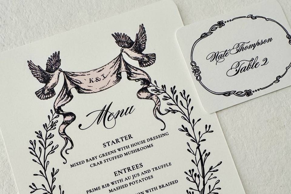 Custom Menu & Place card