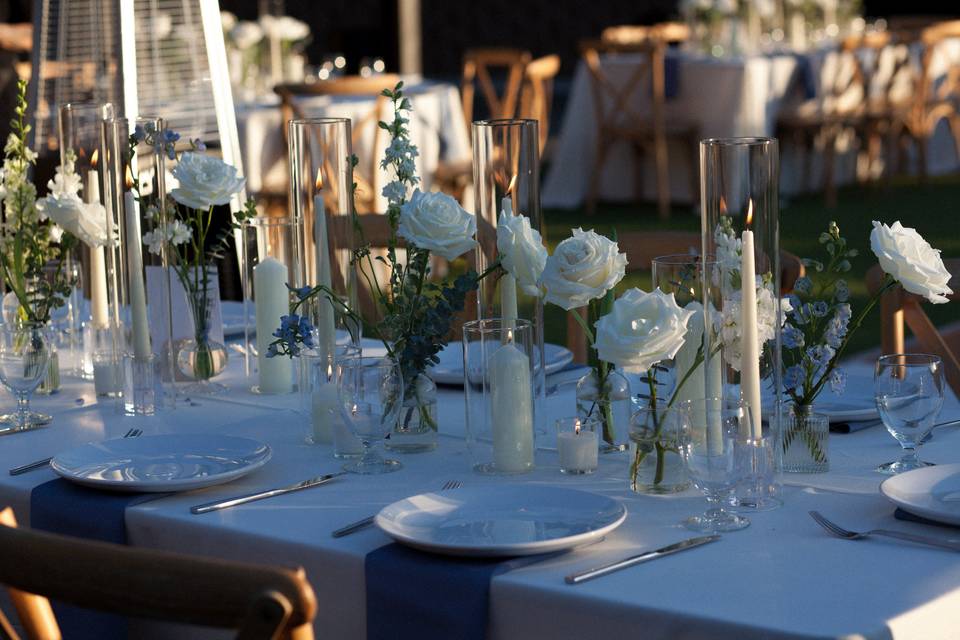 Bud vases and candles