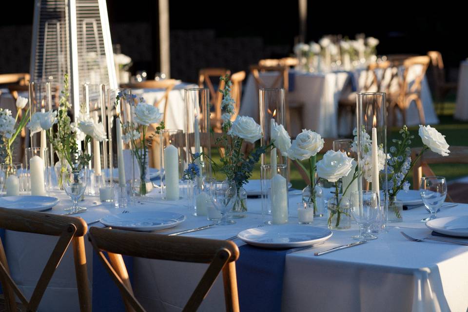 Bud vases and candles