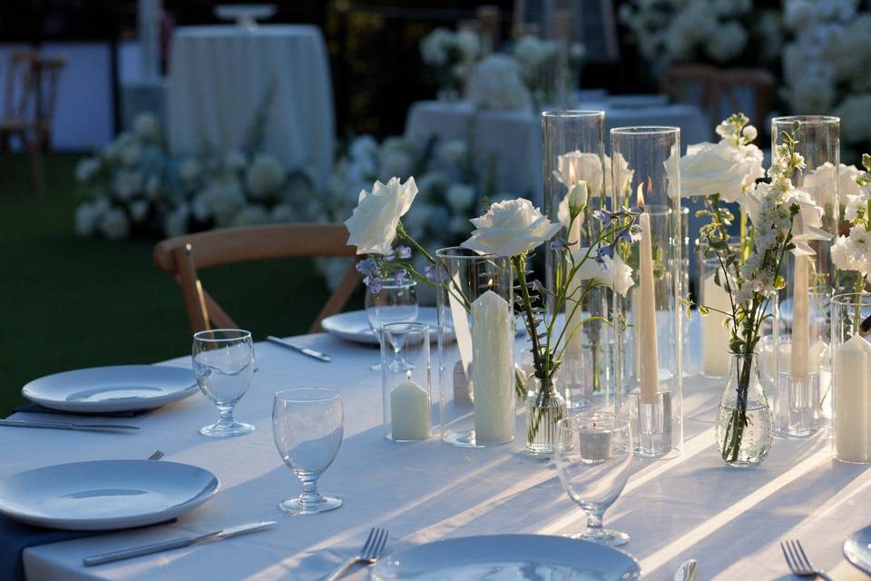 Bud vases and candles