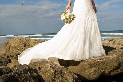 Bride against a blue sky