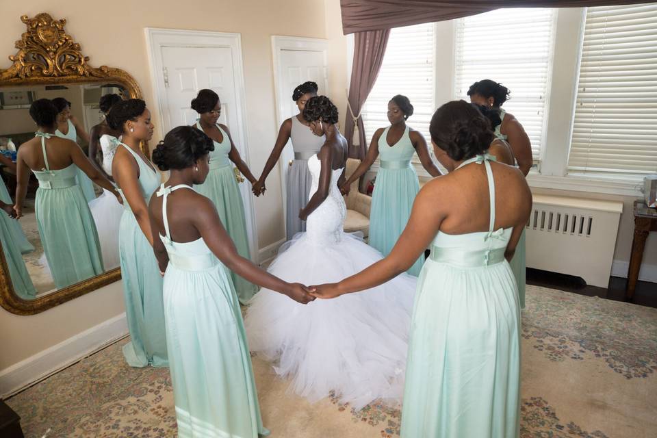 Bride and bridesmaids