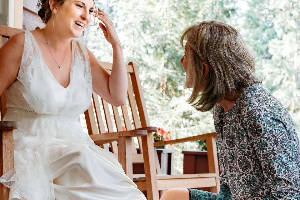 Mom and Bride Getting Ready