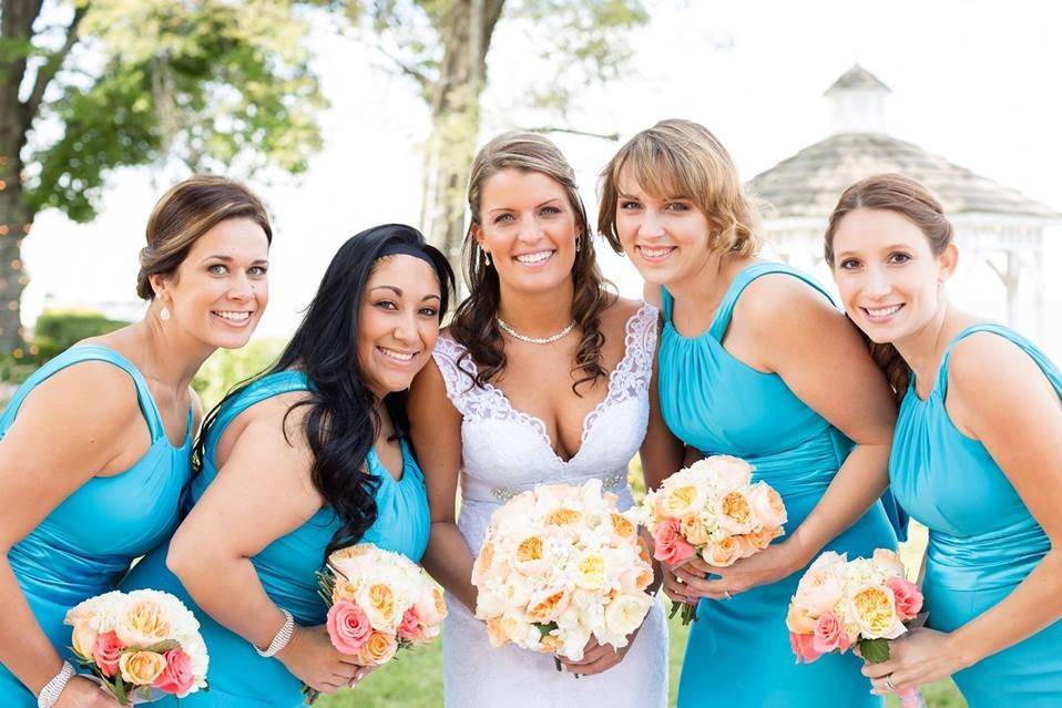 Bride with bridesmaids