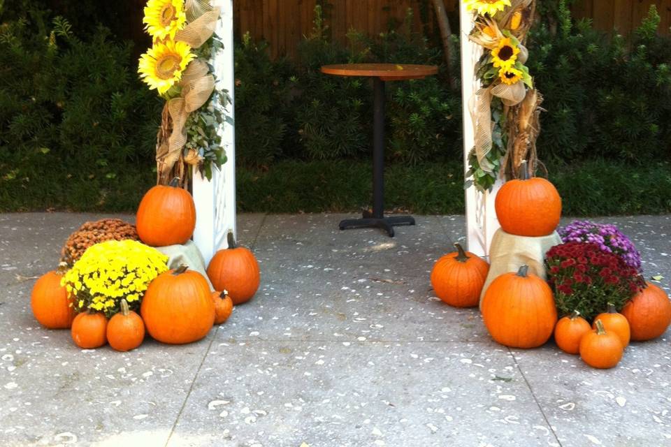 Decorated wedding arbor