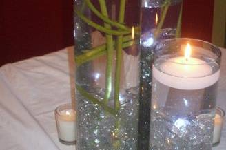 Flowers and candle as centerpiece