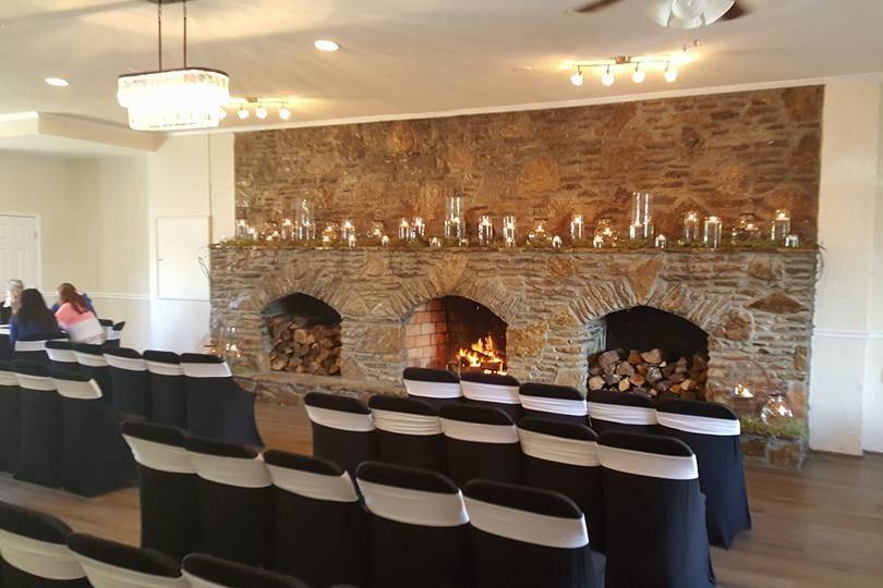 Wedding venue fireplace