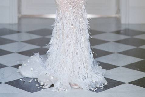 White feather Ziad Nakad gown