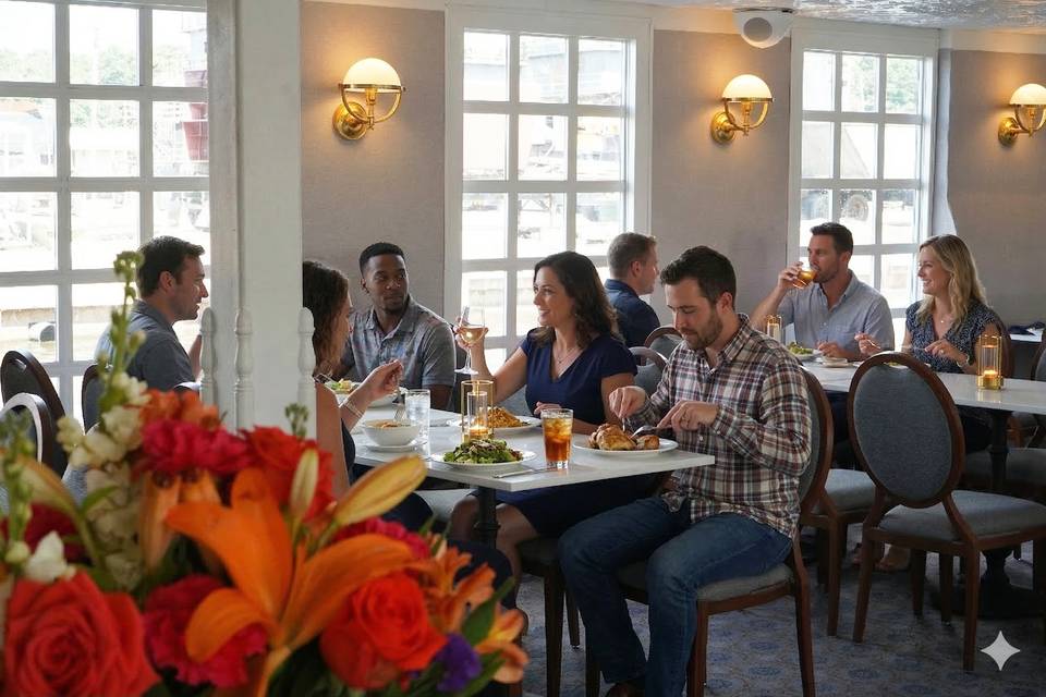Guests enjoying dinner