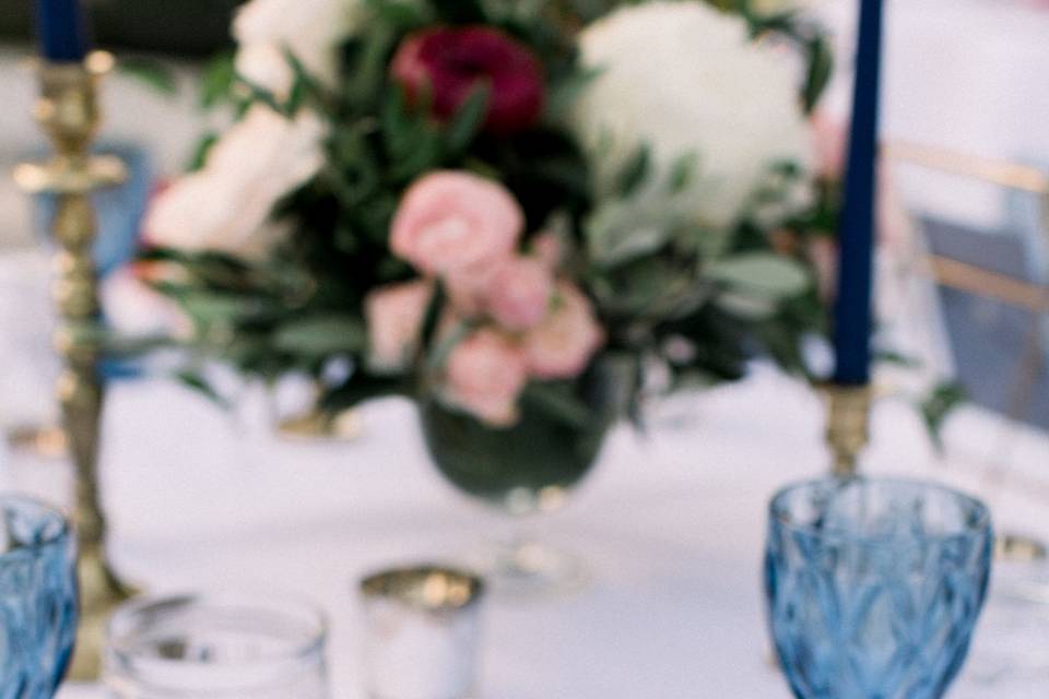 Blue themed table setting