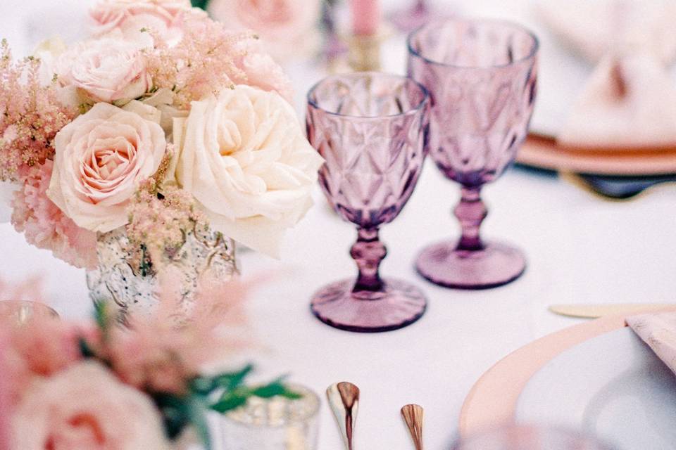 Pink themed table setting