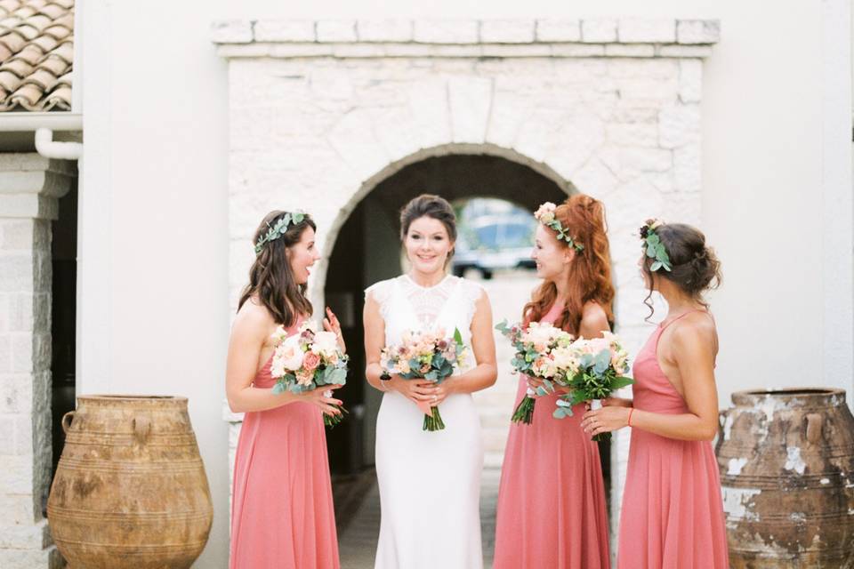 Bride and bridesmaids