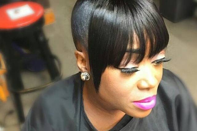 Top bun with bangs