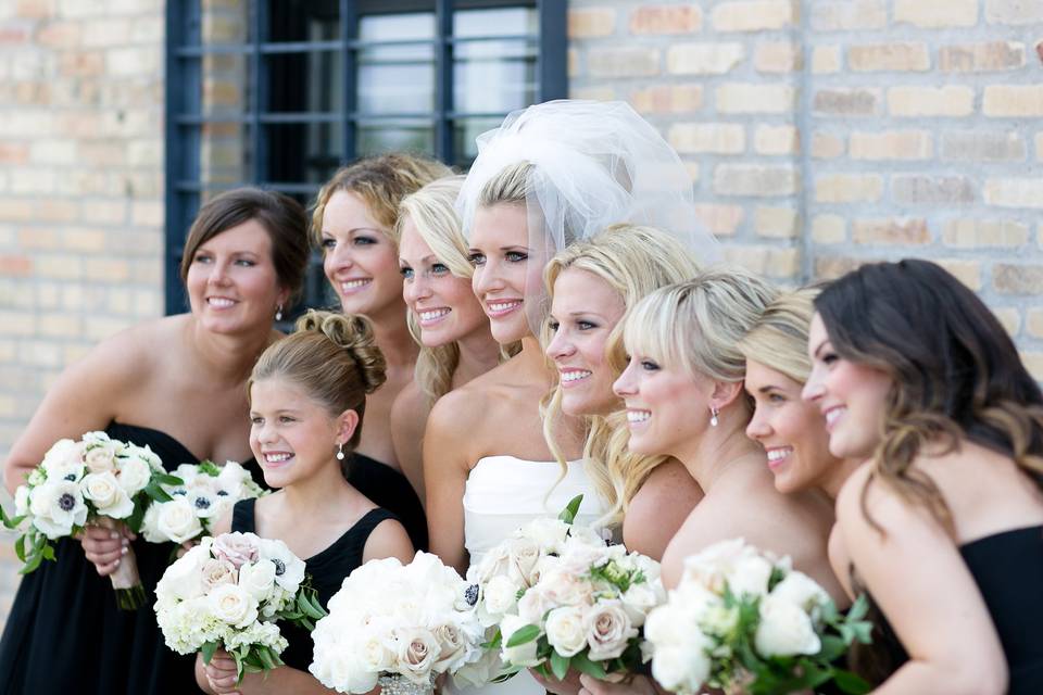 Bride and her bridesmaids