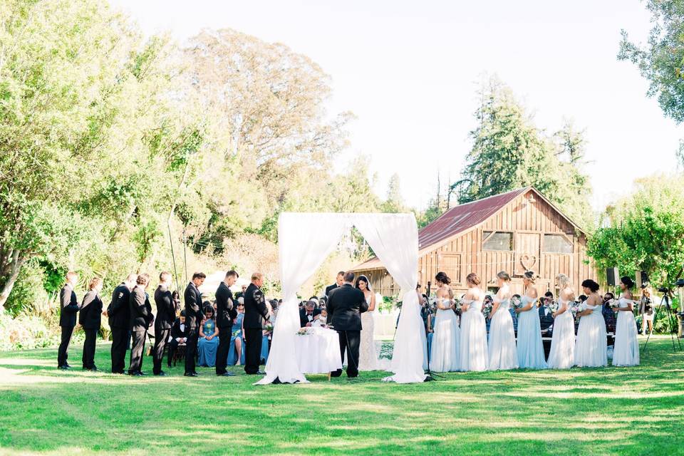 Bridal party in front of RS ba