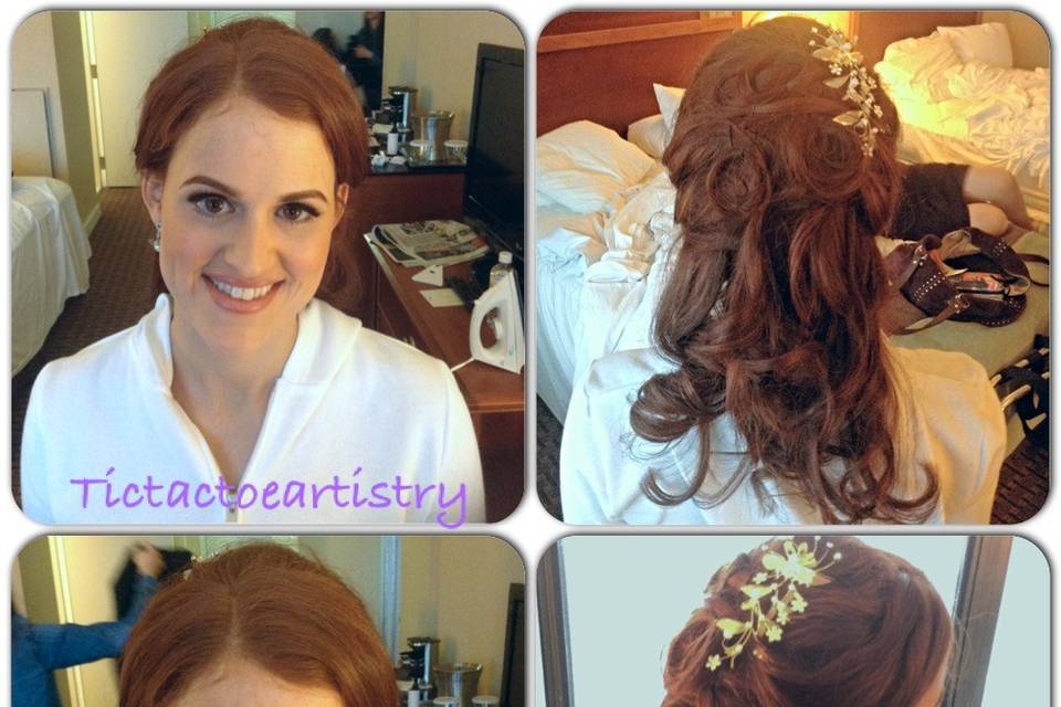 hair and makeup for Leora C.'s wedding