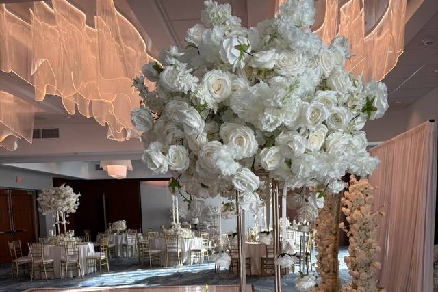 All white wedding ballroom