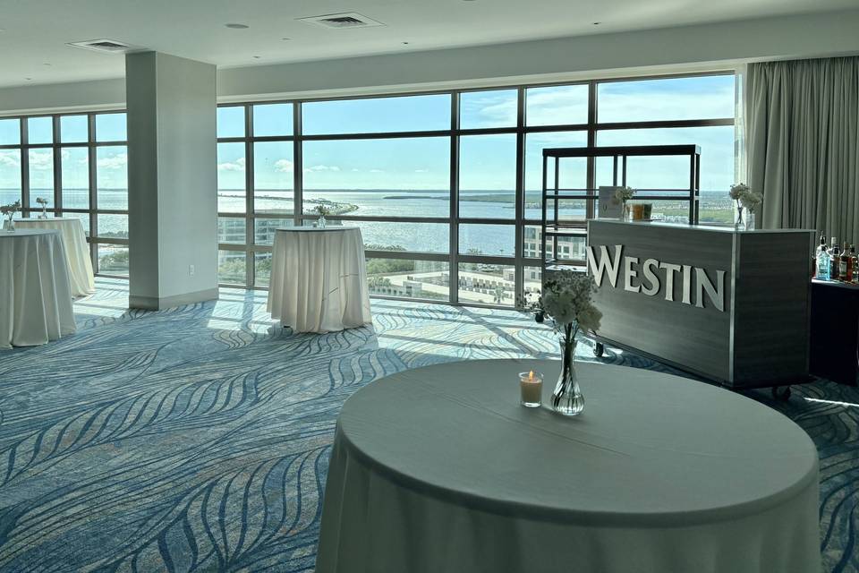All white wedding ballroom