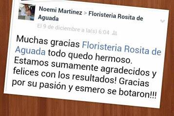 Noemi Martinez: Thanks a lot Floristeria Rosita de Aguda everything was beautiful.  We are very thankful and happy with the results.  Thanks for your passion and care!!!!