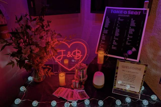 Neon sign and seating chart