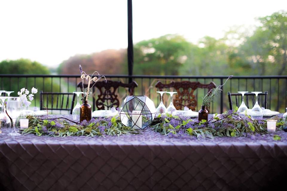 Table setup with centerpiece