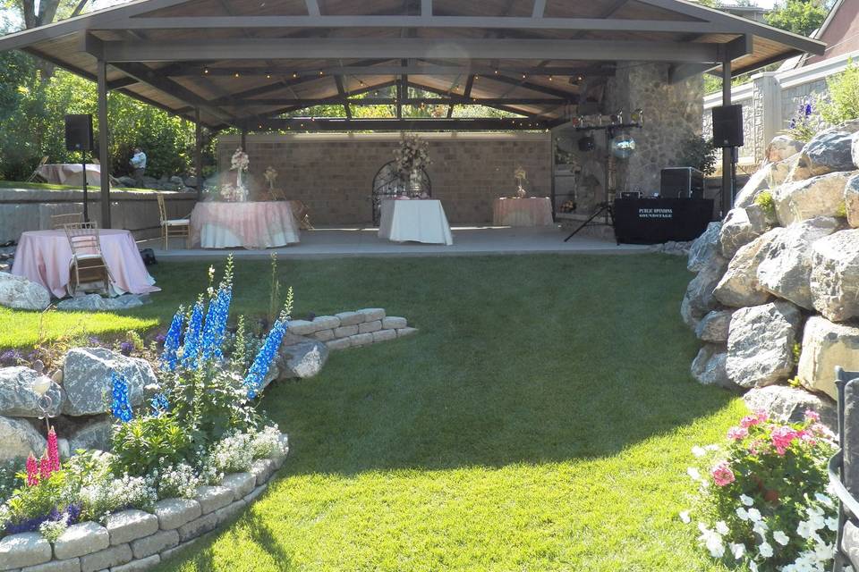 Backyard pavilion, wedding sound system