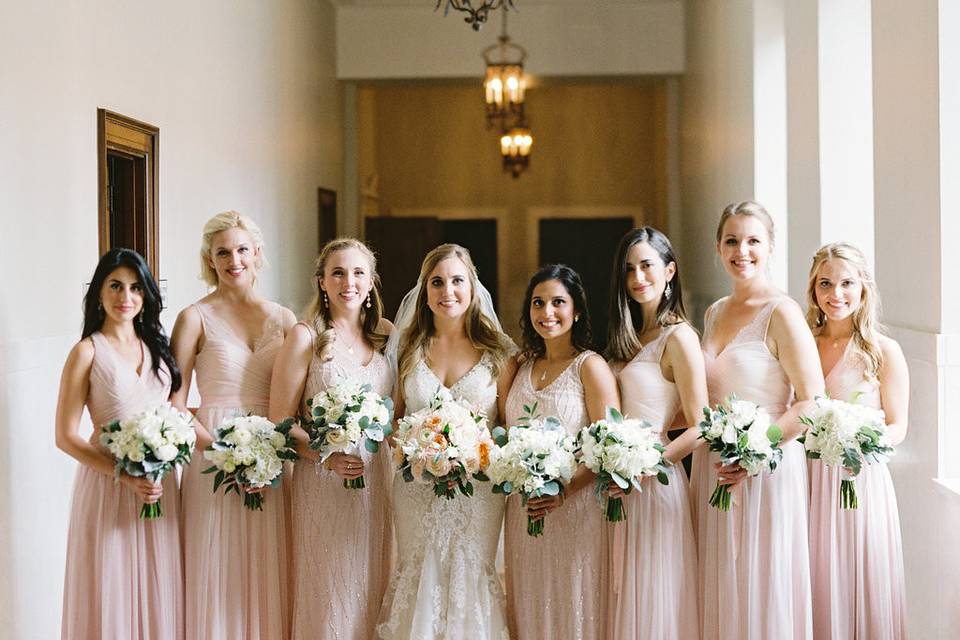 Bride and the bridesmaids