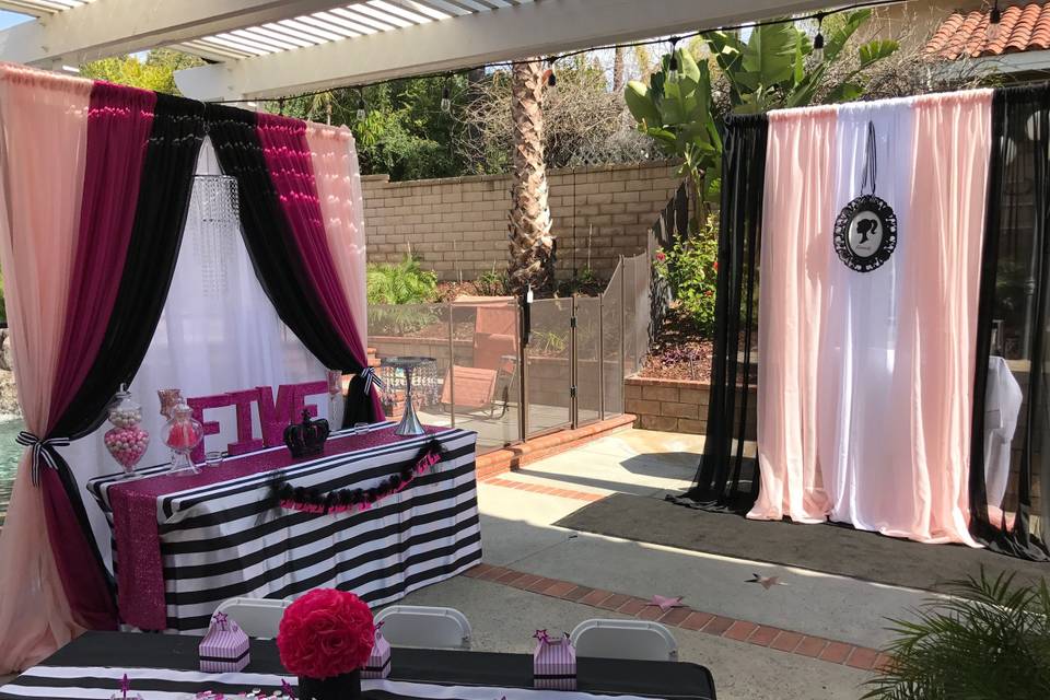 Kate Spade inspired birthday party backdrops