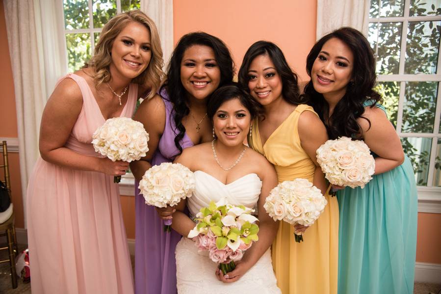 Bride and her bridesmaids