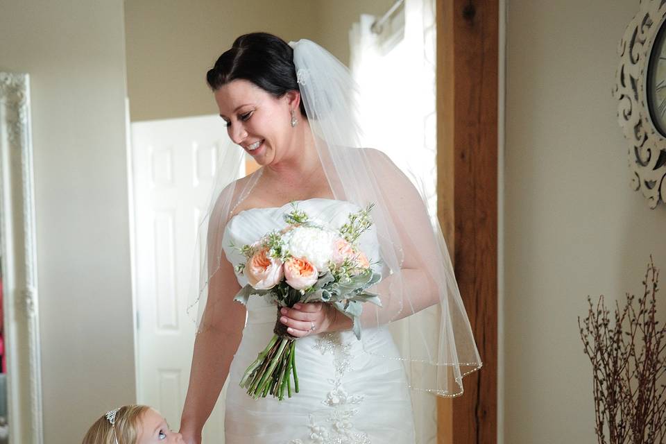 Bride and flower girl