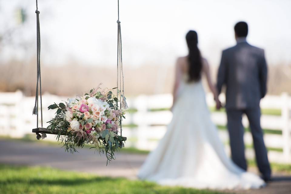 Bouquet on the swing