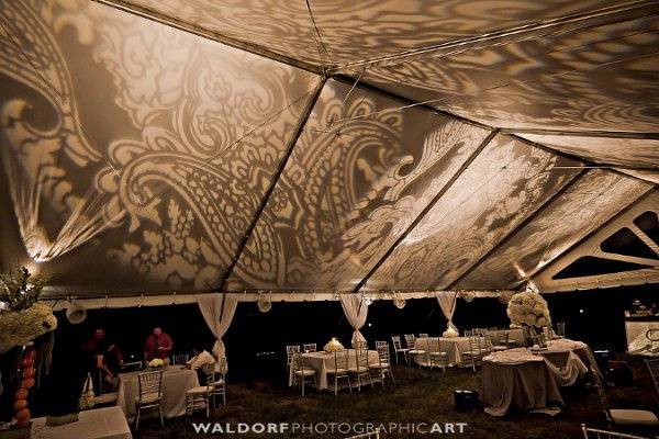 Marquee wedding reception setup