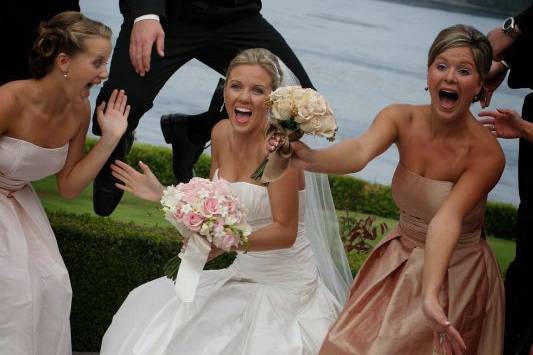 Bride with her bridesmaids