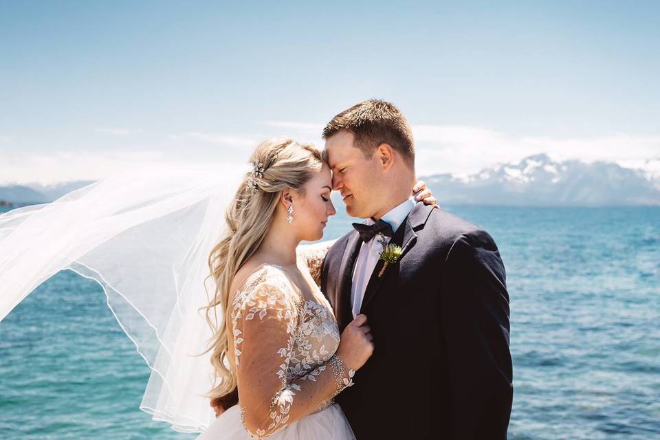 Bride and groom at the dock