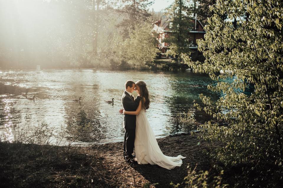 Kissing by the lake