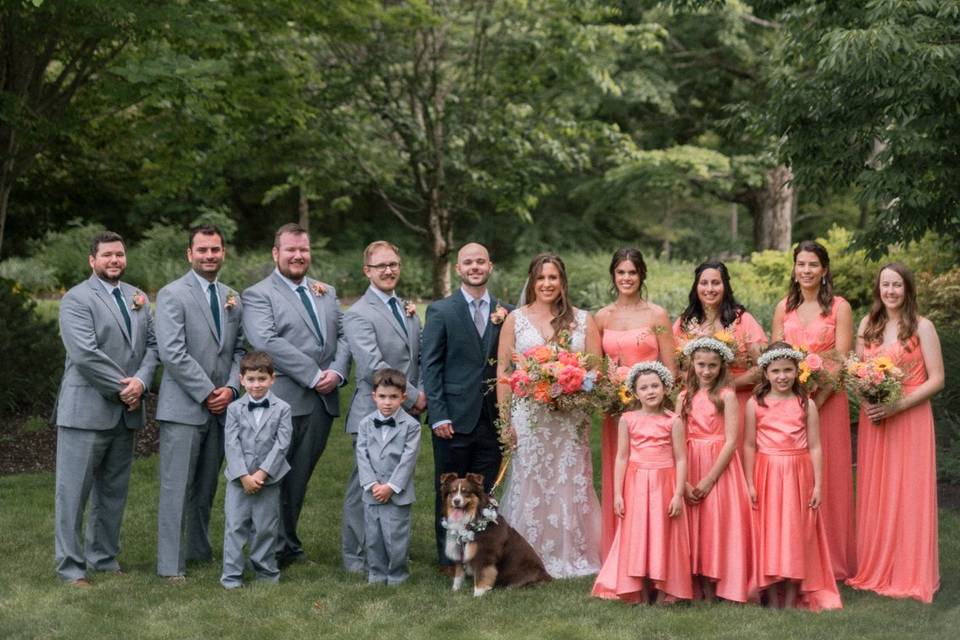 Bridal Party with Puppy