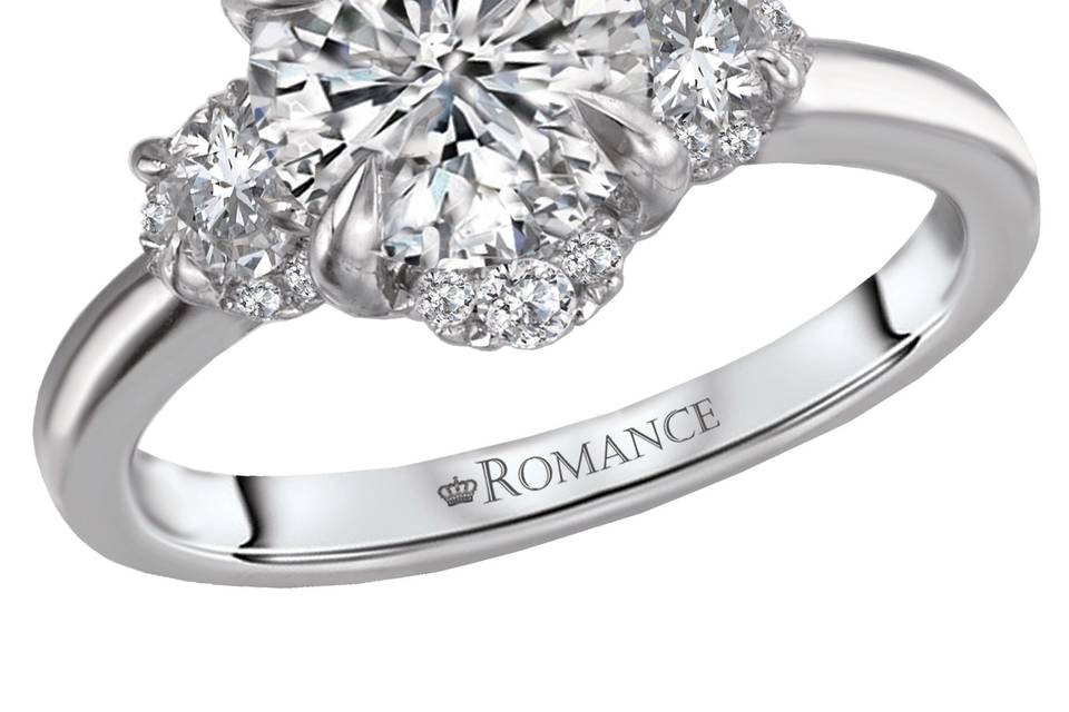 3 Stone Halo Ring - 119201