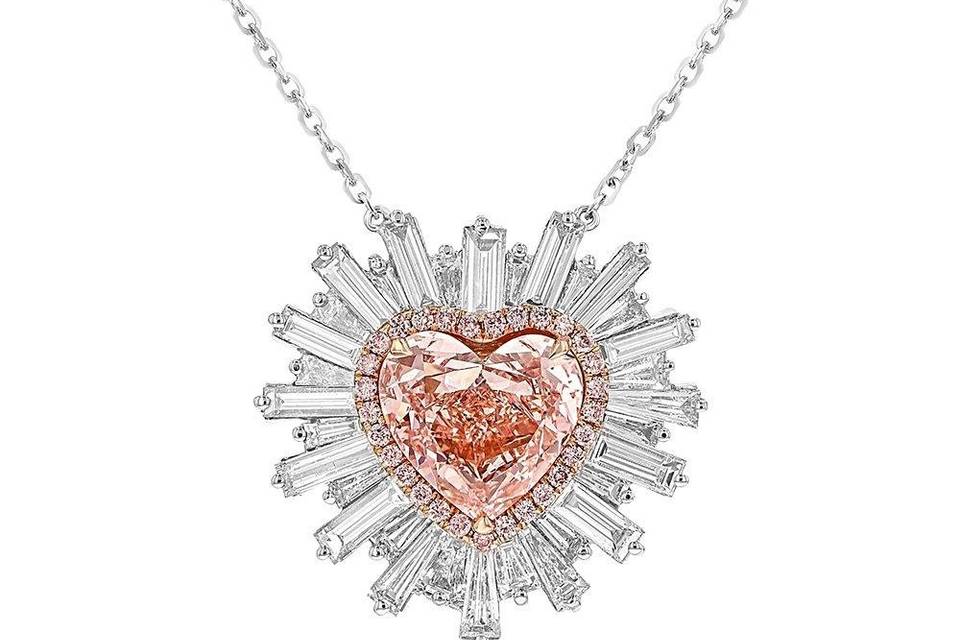 Pink Heart Diamond Necklace