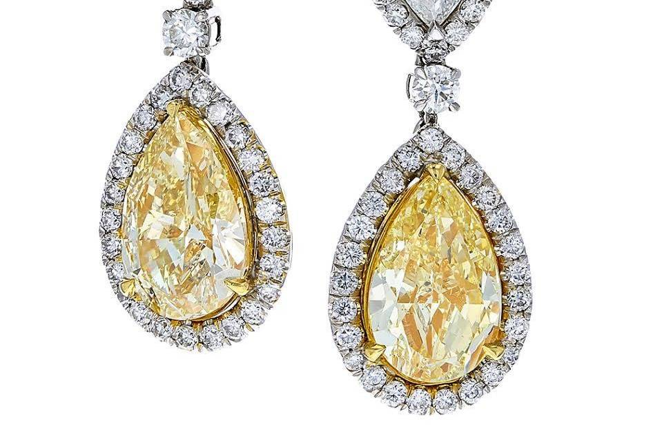 Yellow Pear Diamond Dangle