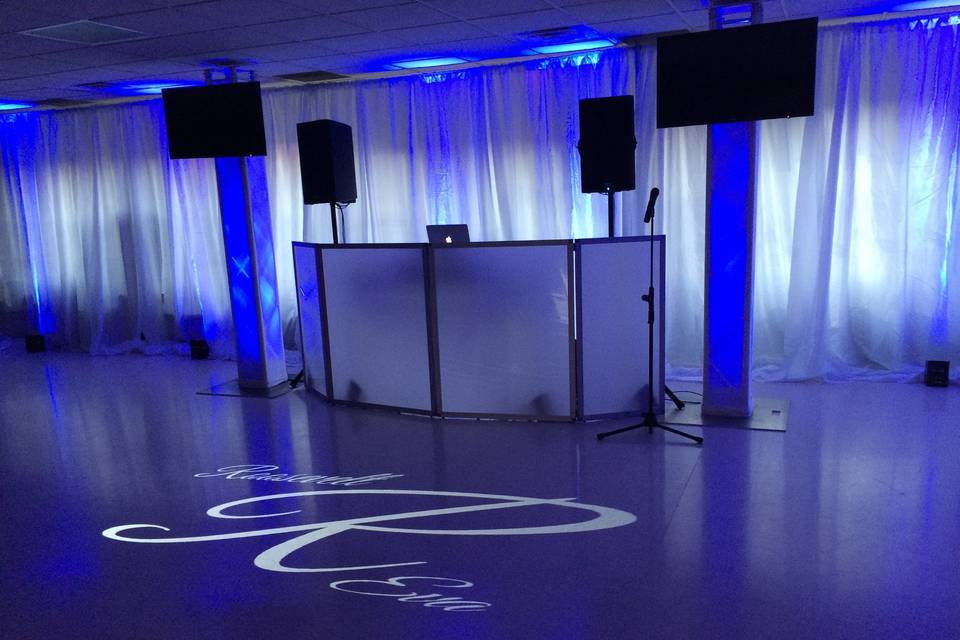 DJ booth and floor projection