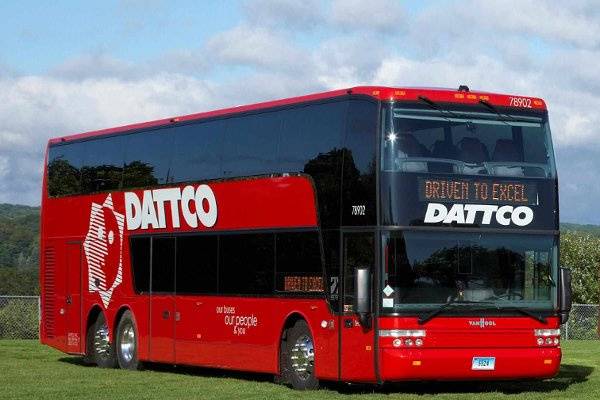 One of our dattco 81 passenger double deckers, the only double deckers in new england!